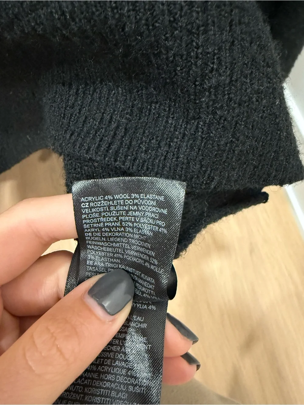 H&M Black Crewneck Sweater with Gold Studs